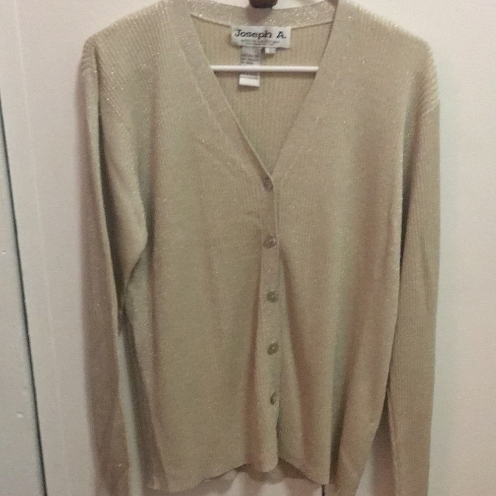 Joseph A silk metallic button cardigan sz large